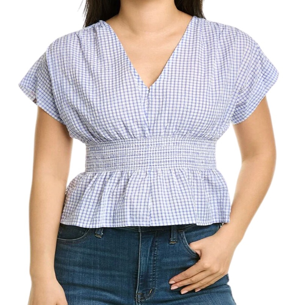 NWOT Madewell Blue Gingham Top Large